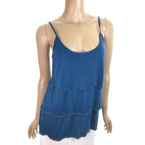 American Eagle Outfitters Teal Size Petite Small Tiered Front Spaghetti Straps